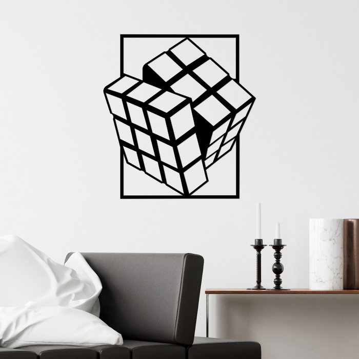 Wallity Rubik's Cube Escultura de pared negra